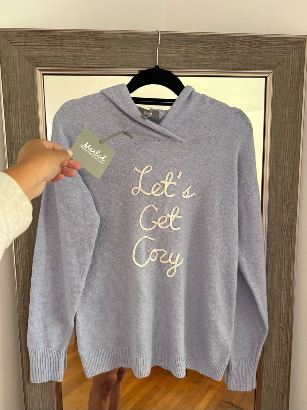 Marled Lavender/Blue 'Let's Get Cozy' Hooded Pullover Sweater